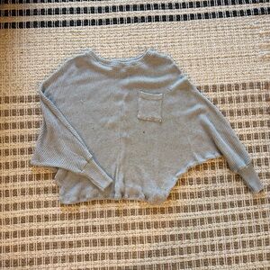 Light Grey Ribbed Pocket Women's Sweater